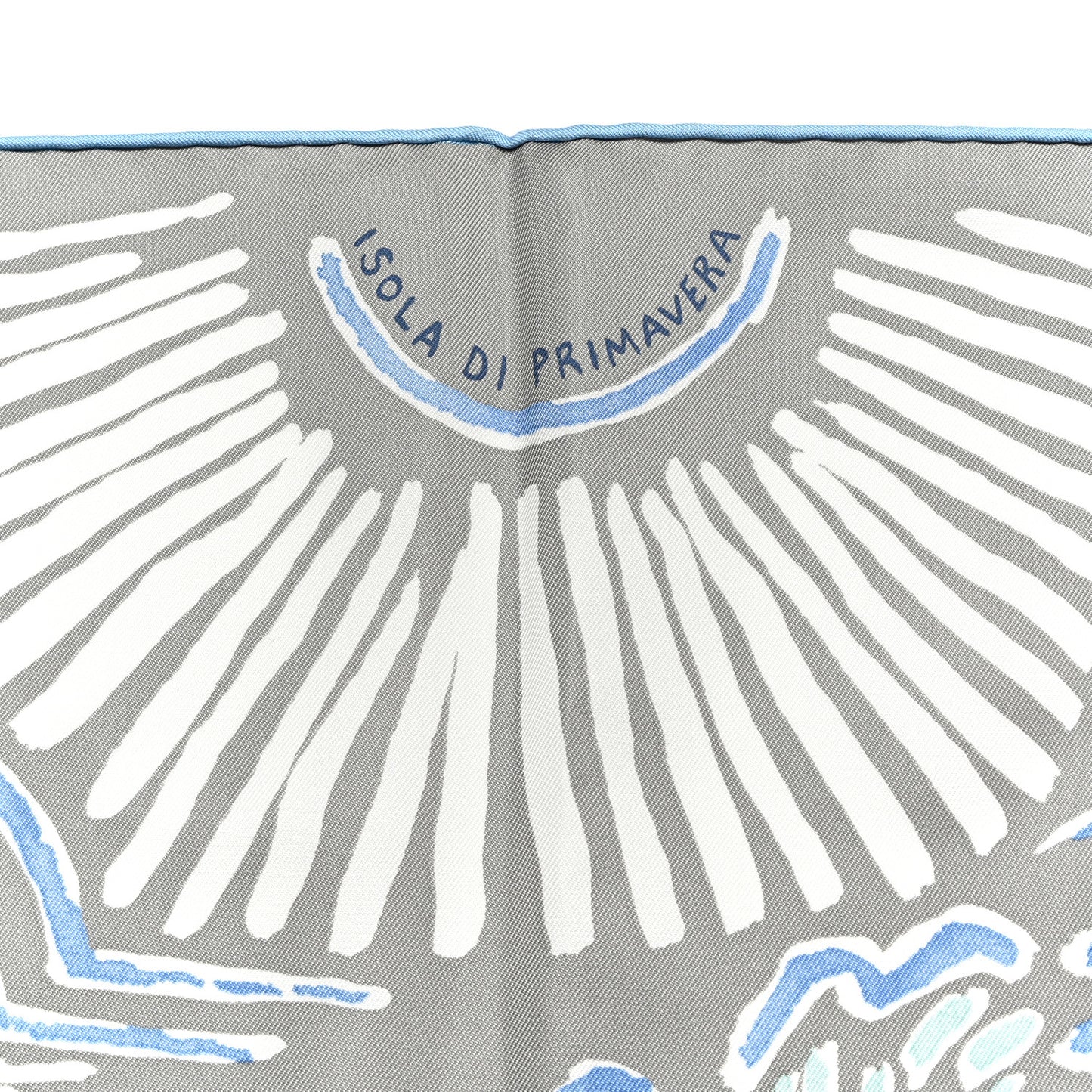 Silk Isola Di Primavera Scarf 90 Gris Clair Bleu Paradis