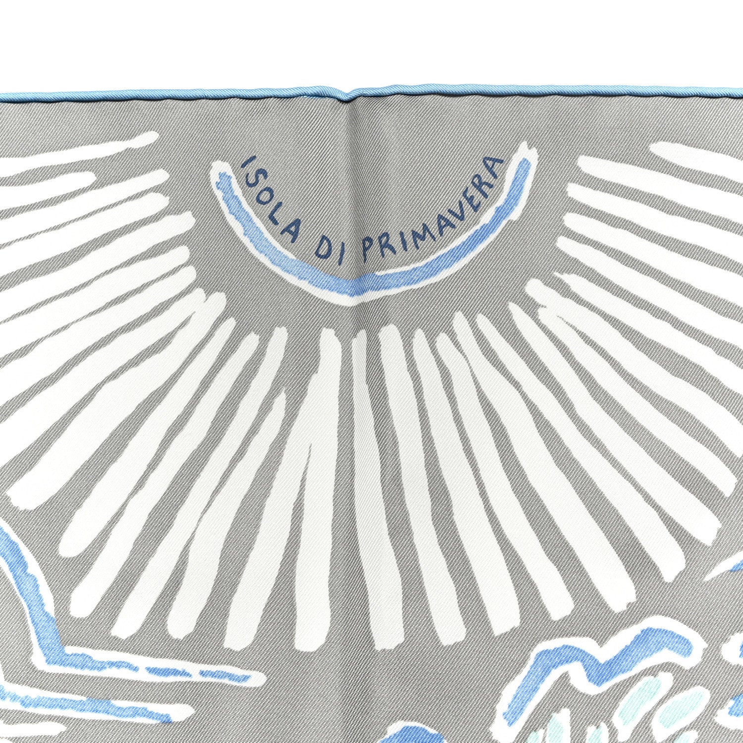 Hermes Silk Isola Di Primavera Scarf 90 Gris Clair Bleu Paradis 5 of 5