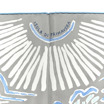 Hermes Silk Isola Di Primavera Scarf 90 Gris Clair Bleu Paradis 5 of 5