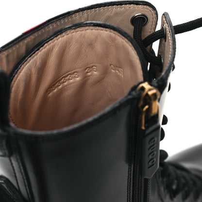 Gucci Magnum Calfskin Cirano Lux Web Lace Up Tall Combat Boots 36 Black Verde Hibiscus Red 8 of 11