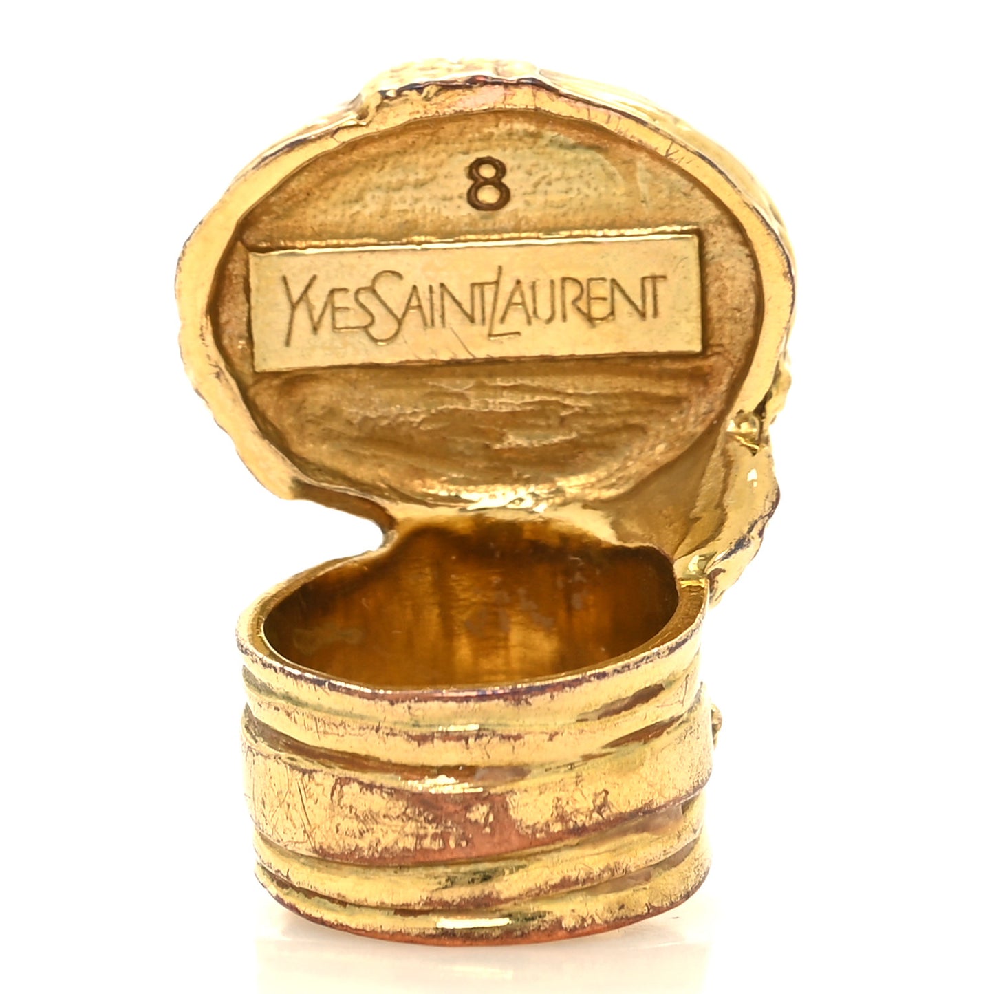 Glass Cabochon Arty Ovale Ring 57/8 Gold Amber