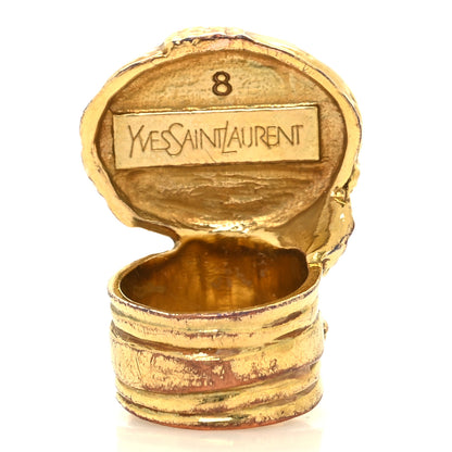Saint Laurent Glass Cabochon Arty Ovale Ring 57/8 Gold Amber 3 of 4