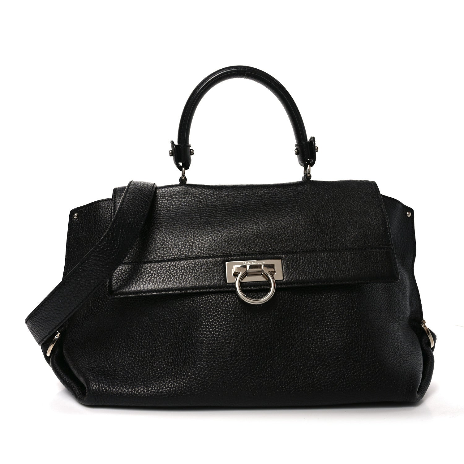 Salvatore Ferragamo Calfskin Large Sofia Shoulder Bag Black 1 of 10