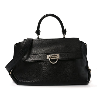 Salvatore Ferragamo Calfskin Large Sofia Shoulder Bag Black 1 of 10