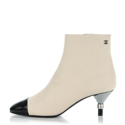 Chanel Calfskin Cap Toe Short Boots 36 White Black 1 of 9