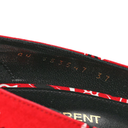 Saint Laurent Bandana Charlotte Kitten Heel Pumps 37 Red 9 of 9