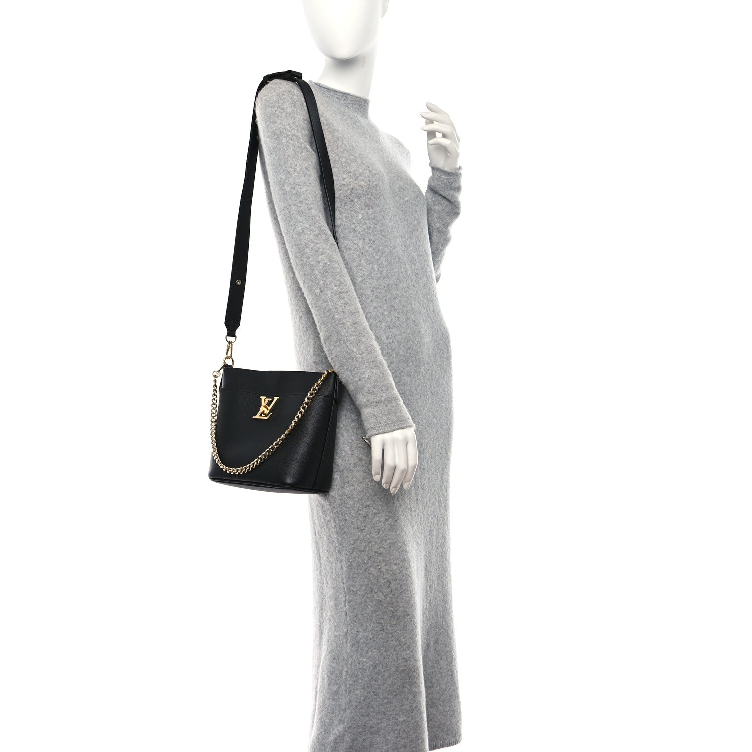 Louis Vuitton Calfskin Lock and Walk Bucket Black 2 of 11