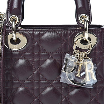 Christian Dior Lambskin Cannage Mini Lady Dior Plum 8 of 12