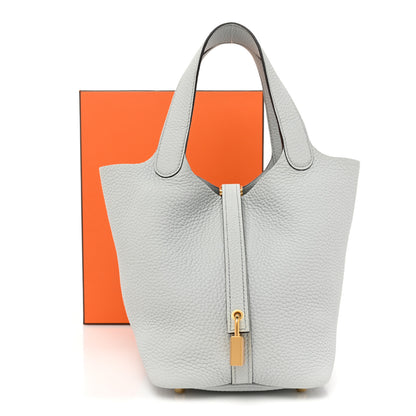 Hermes Taurillon Clemence Picotin Lock 18 PM Bleu Pale 9 of 9