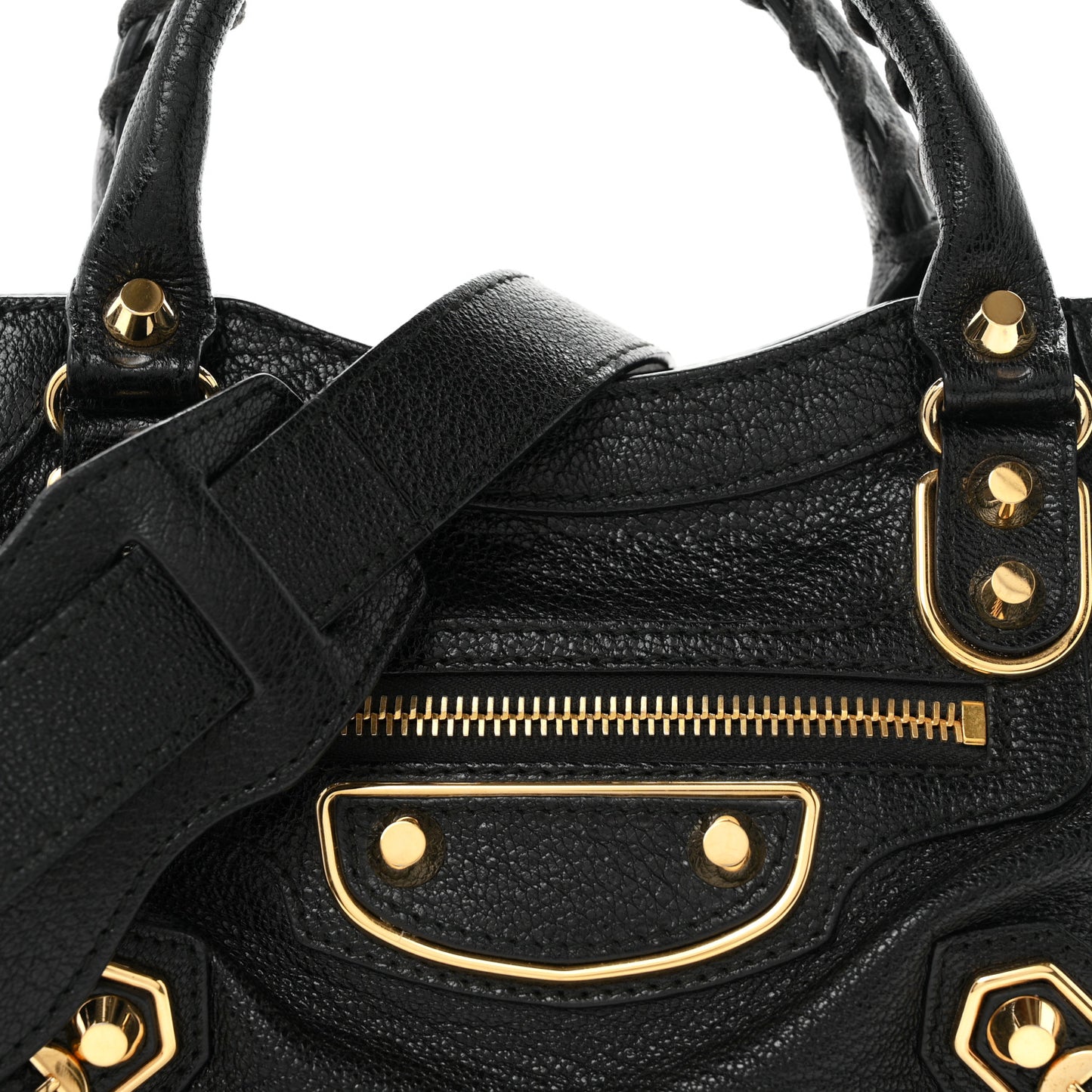 Chevre Gold Metallic Edge Hardware Mini City Black