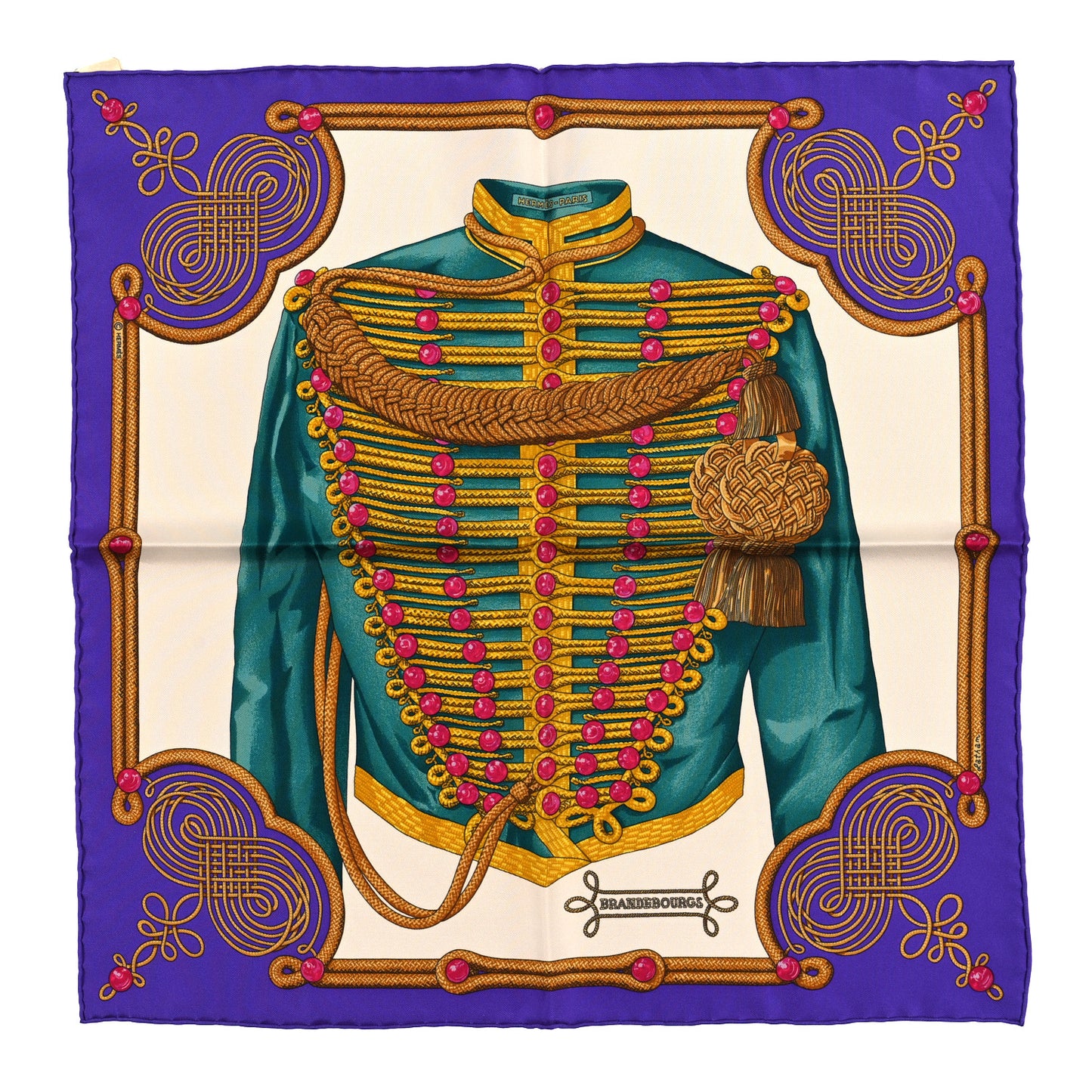 Silk Brandebourgs Pocket Square Violet Blanc Canard