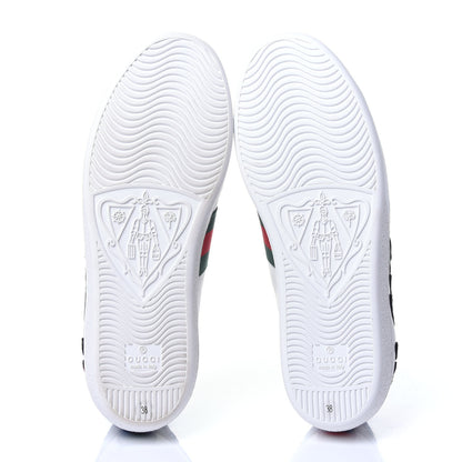 Gucci Calfskin Web Floral Embroidered Ace Sneakers 38 White 7 of 12