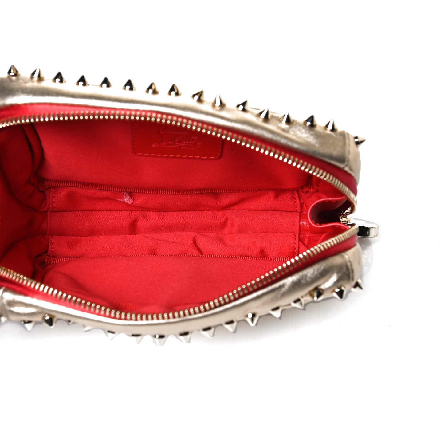 Metallic Nappa Spikes Piloutin Chain Pochette Gold