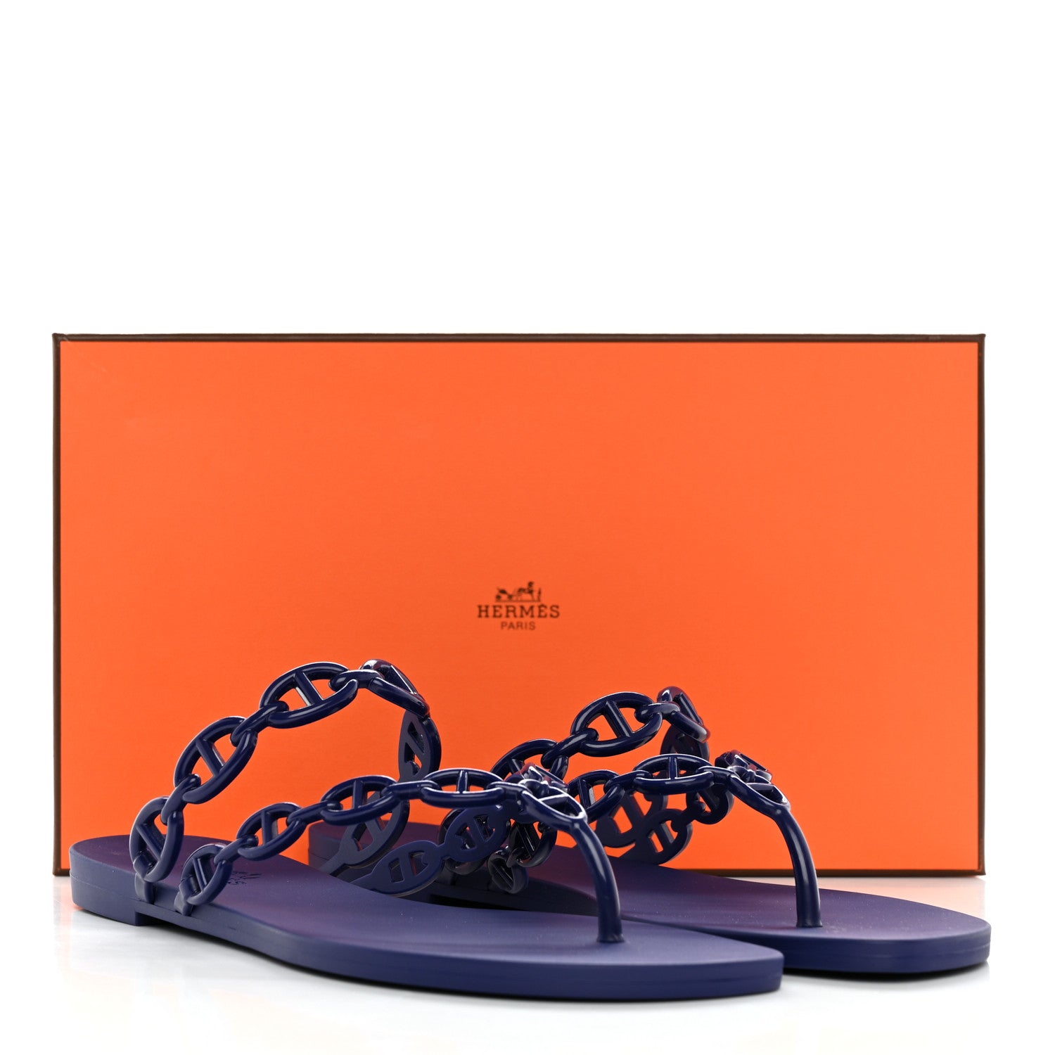 Hermes Rubber Chaine d'Ancre Island Sandals 37 Bleu Smalt 9 of 9