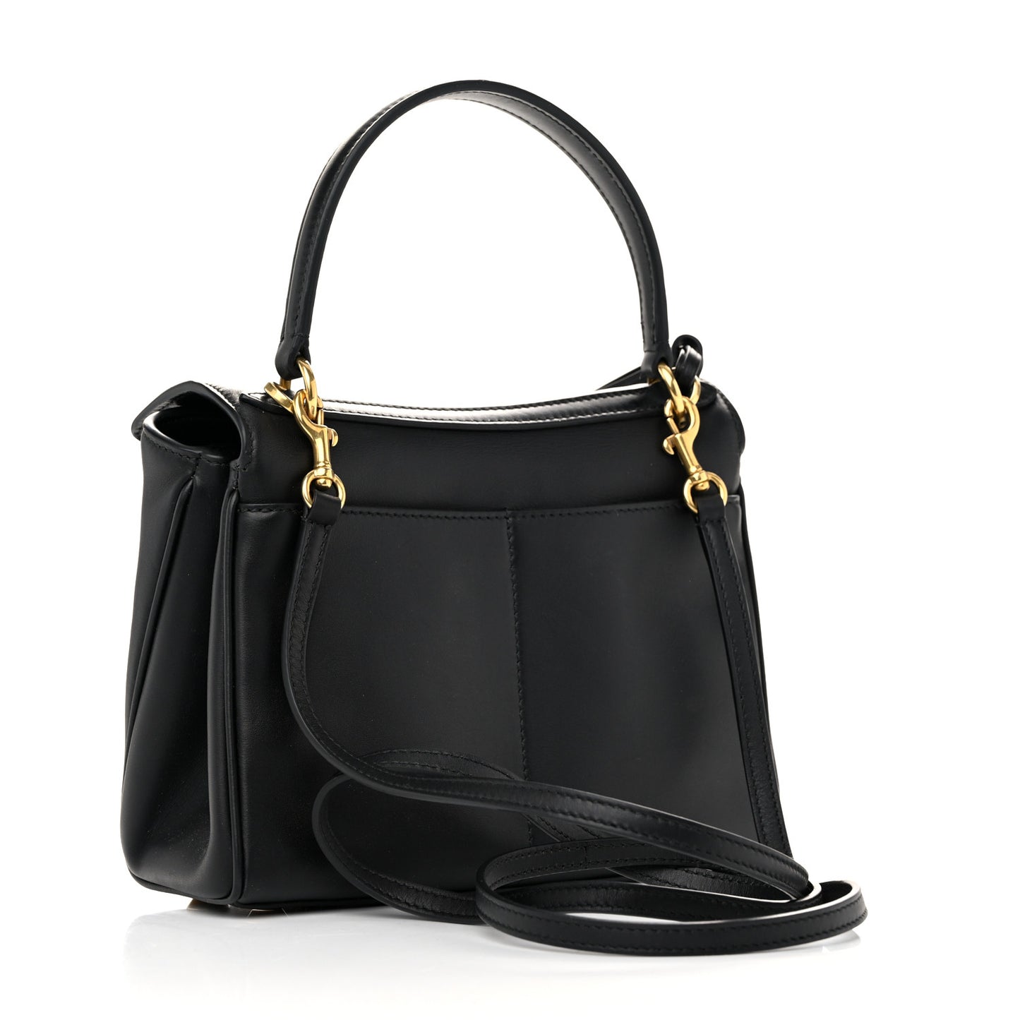 Natural Smooth Calfskin Mini Rodeo Top Handle Handbag Black