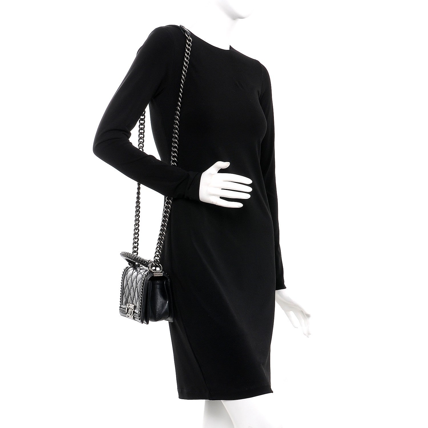 Chanel Goatskin Quilted Small Boy Top Handle Flap Black 2 of 11