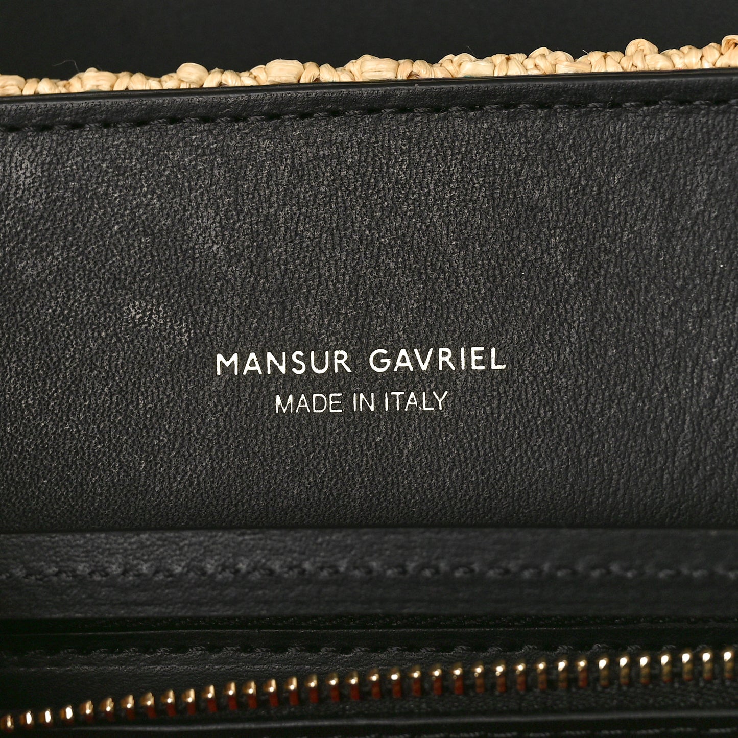 Raffia Calfskin Lady Bag Natural Black