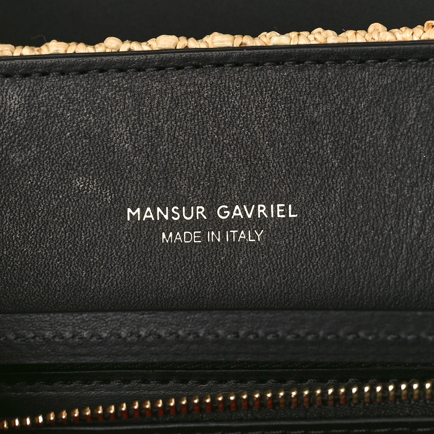 Mansur Gavriel Raffia Calfskin Lady Bag Natural Black 6 of 8