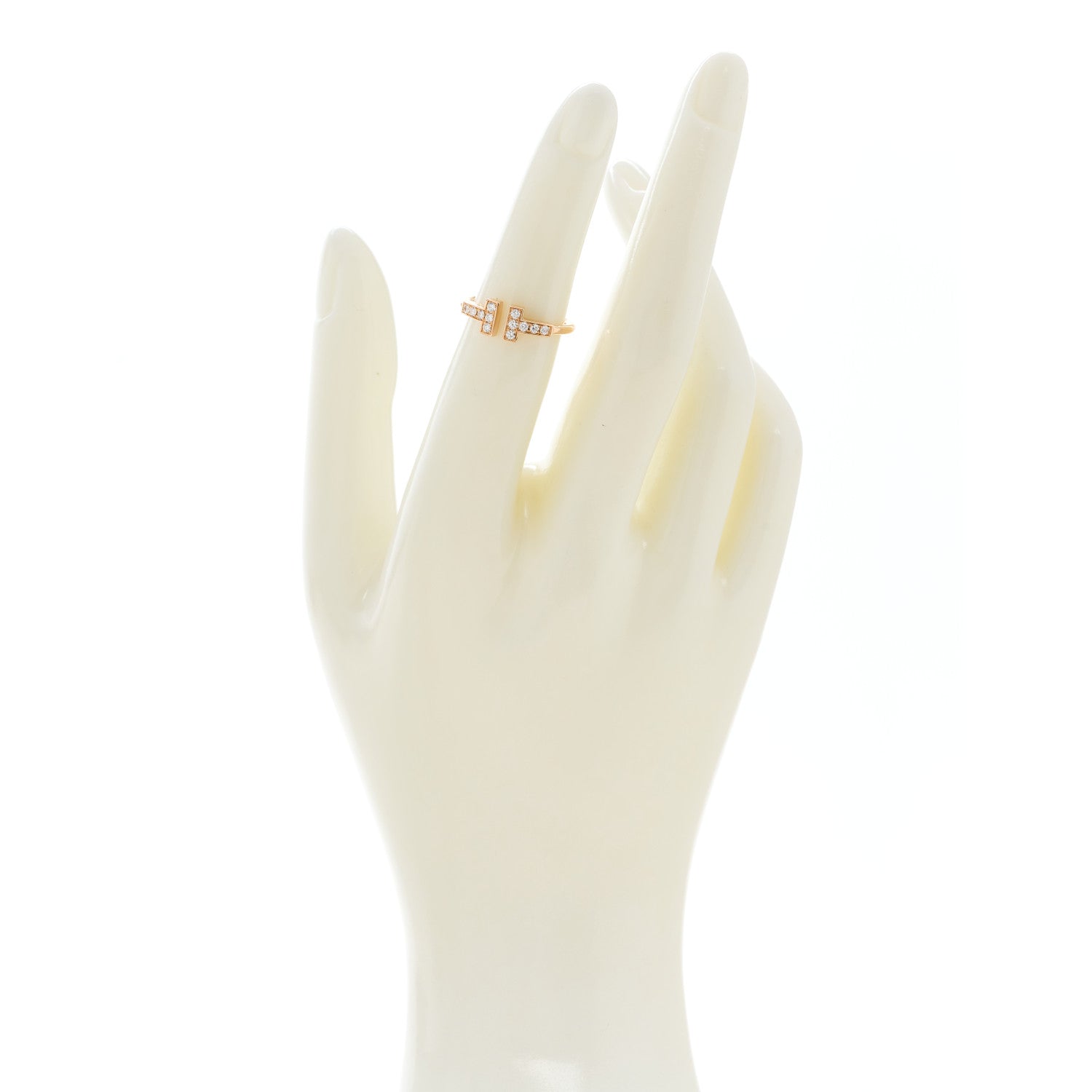 Tiffany 18K Rose Gold Diamond T Wire Ring 48 4.5 2 of 5