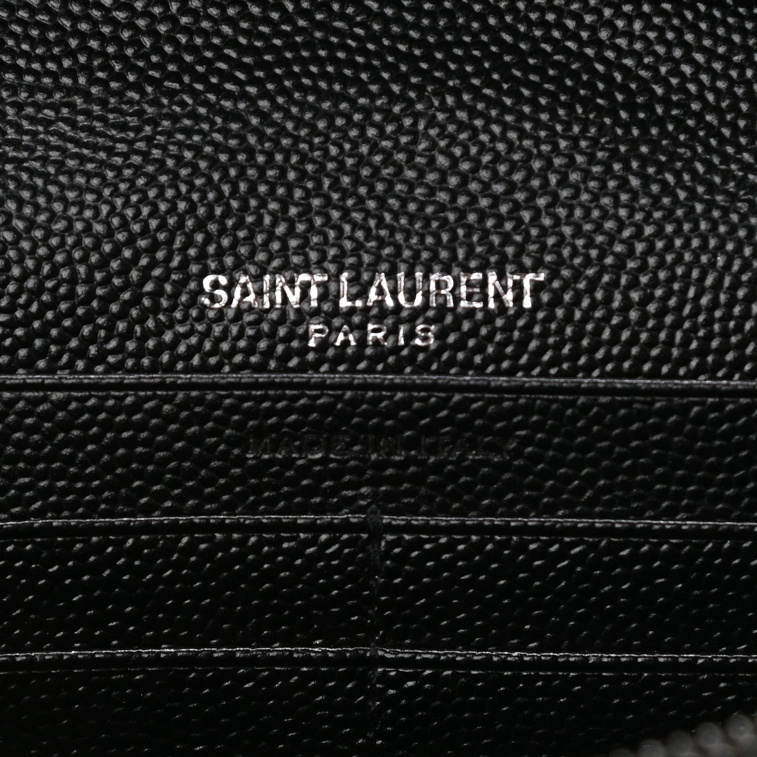 Saint Laurent Grain De Poudre Matelasse Chevron Monogram Chain Wallet Black 6 of 8
