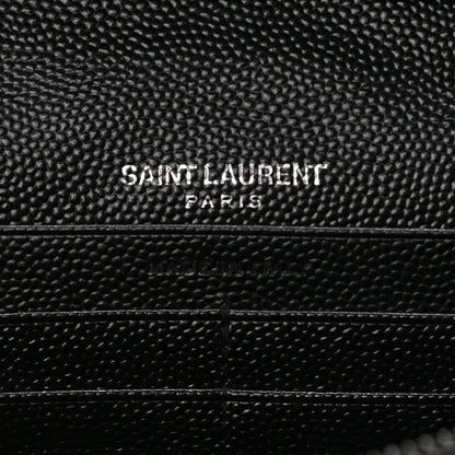 Saint Laurent Grain De Poudre Matelasse Chevron Monogram Chain Wallet Black 6 of 8