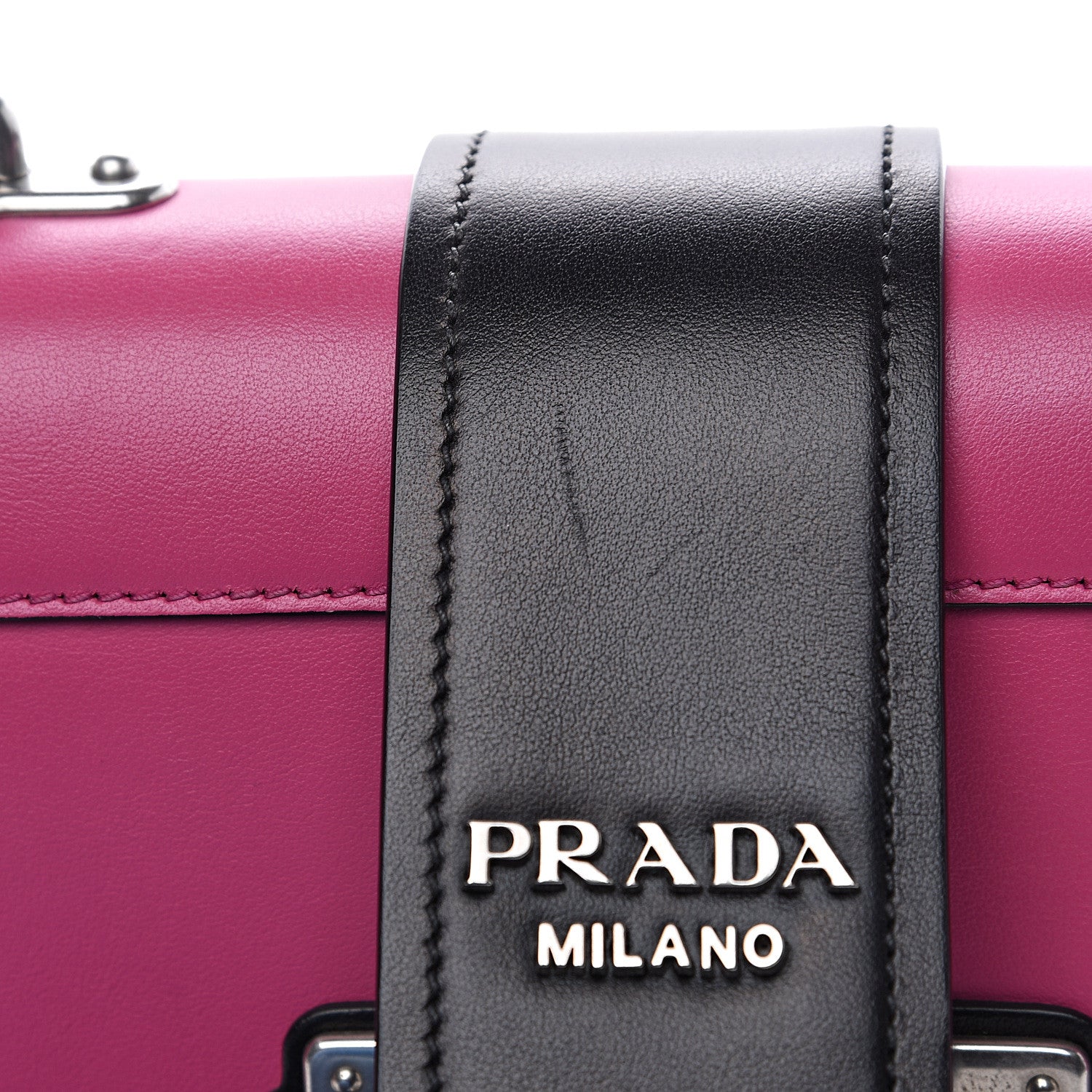 Prada City Calf Saffiano Studded Cahier Bag Fuxia Black 10 of 10