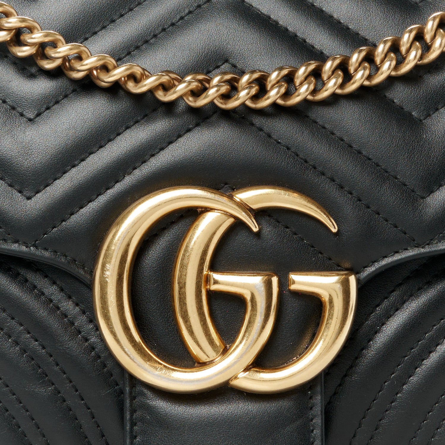 Gucci Calfskin Matelasse Medium GG Marmont Shoulder Bag Black 9 of 12
