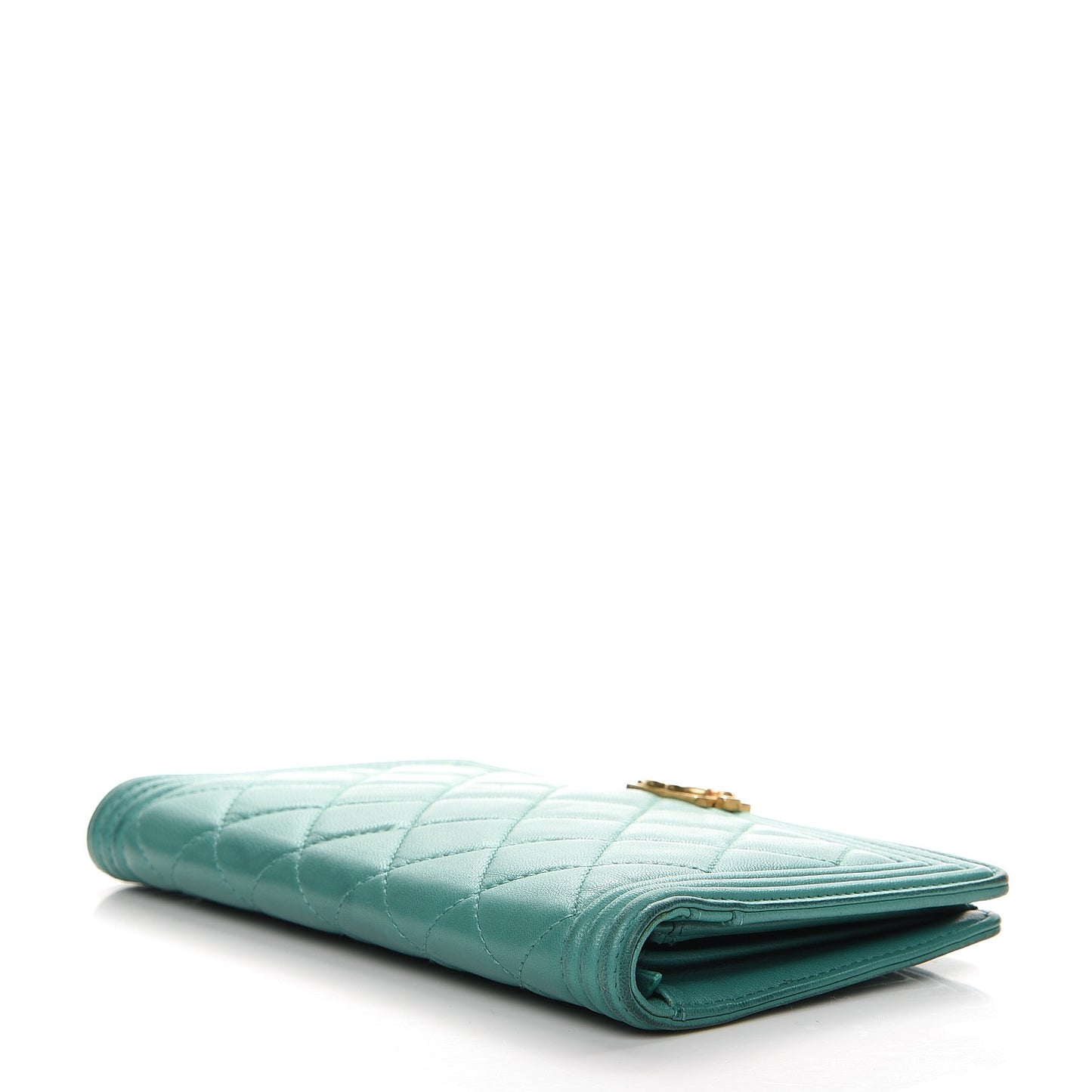 Lambskin Quilted Boy Yen Wallet Green