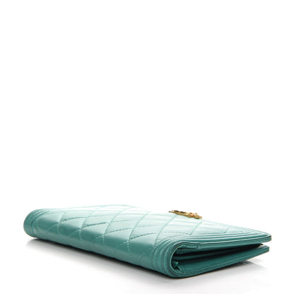 Chanel Lambskin Quilted Boy Yen Wallet Green 4 of 13