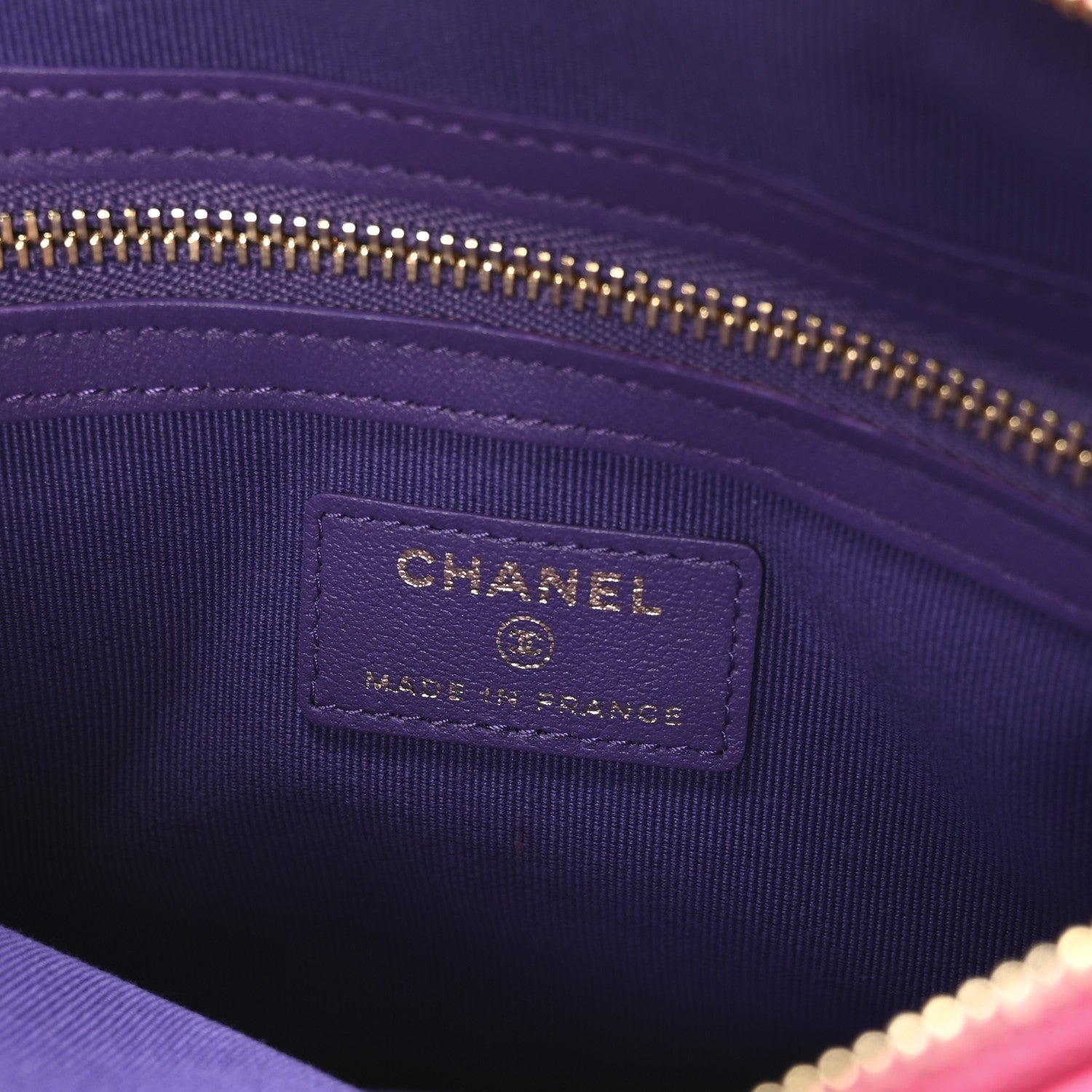 Chanel Lambskin Quilted Sunset Boulevard Pouch Case Pink Purple 8 of 10