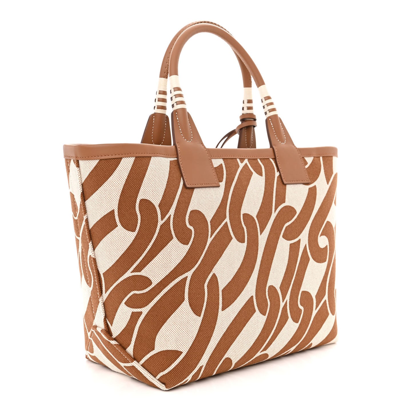H Plume Canvas Swift Printed Maillons & Co Steeple 25 Bag Fauve Ecru Beige Gold