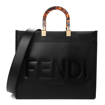 Fendi Vitello King Plexiglass Medium Fendi Sunshine Shopper Tote Black 1 of 4