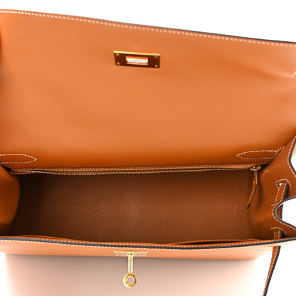 Hermes Epsom Kelly Sellier 32 Gold 5 of 10