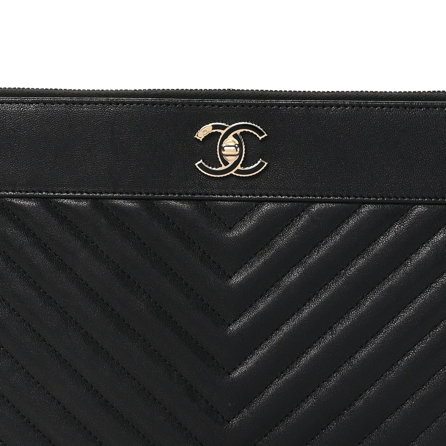 Chanel Sheepskin Chevron Quilted Large Vintage Mademoiselle Cosmetic Case Anthracite 8 of 9