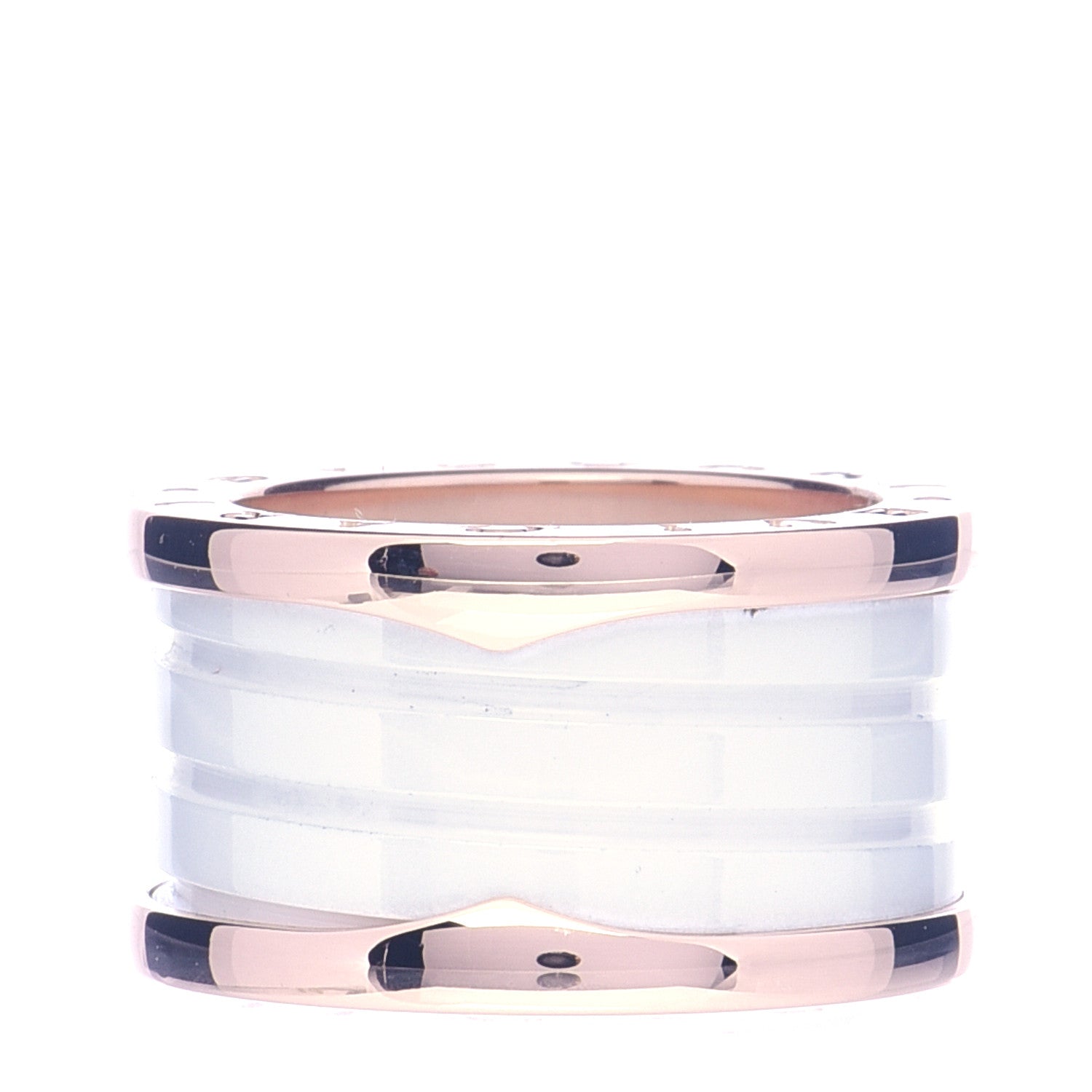 Bulgari 18K Rose Gold White Ceramic B.Zero1 Four-Band Ring 51 5.75 1 of 5