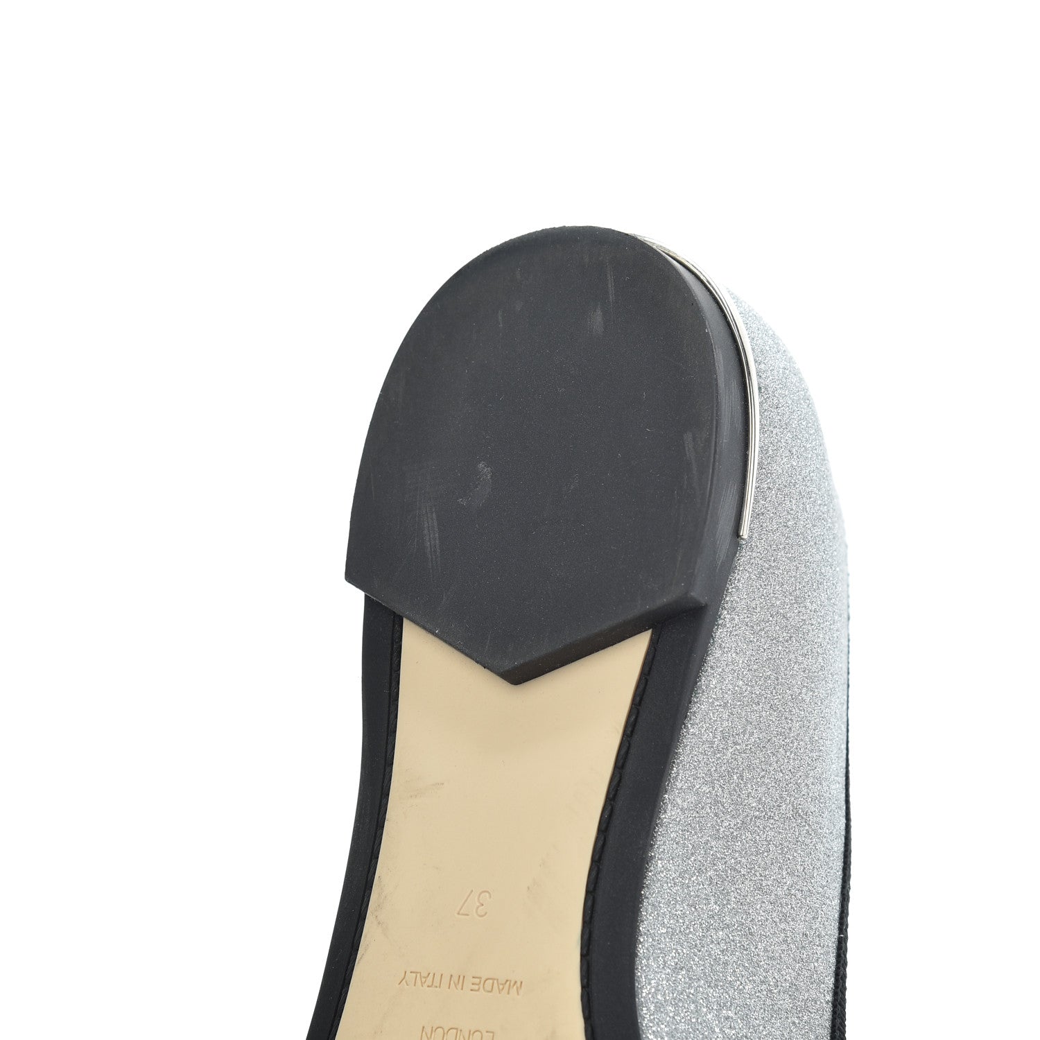 Jimmy Choo Dusty Glitter Ballet Flats 37 Silver 15 of 17