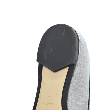 Jimmy Choo Dusty Glitter Ballet Flats 37 Silver 15 of 17