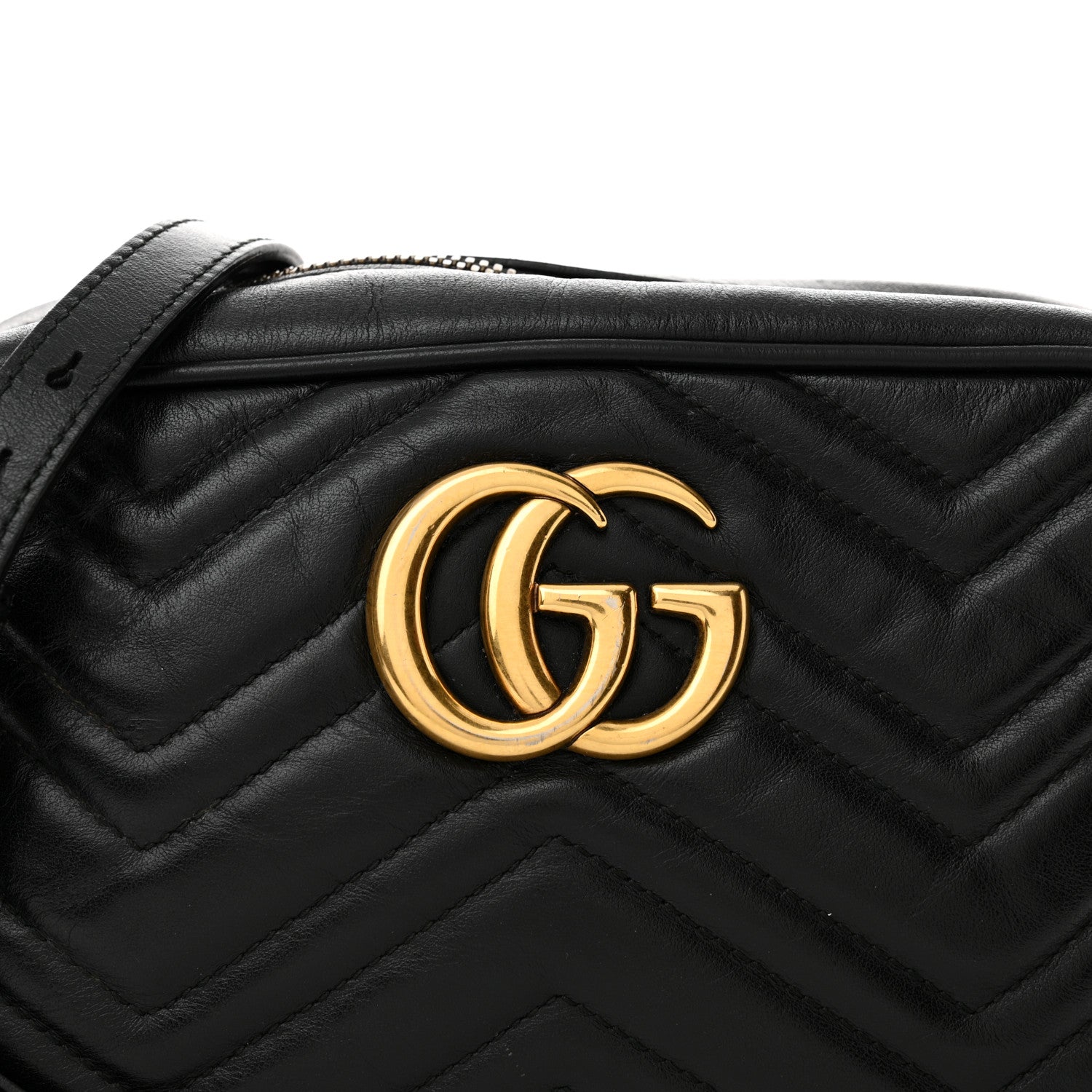 Gucci Calfskin Matelasse Small GG Marmont Chain Shoulder Bag Black 8 of 16