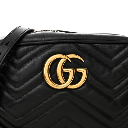 Gucci Calfskin Matelasse Small GG Marmont Chain Shoulder Bag Black 8 of 16