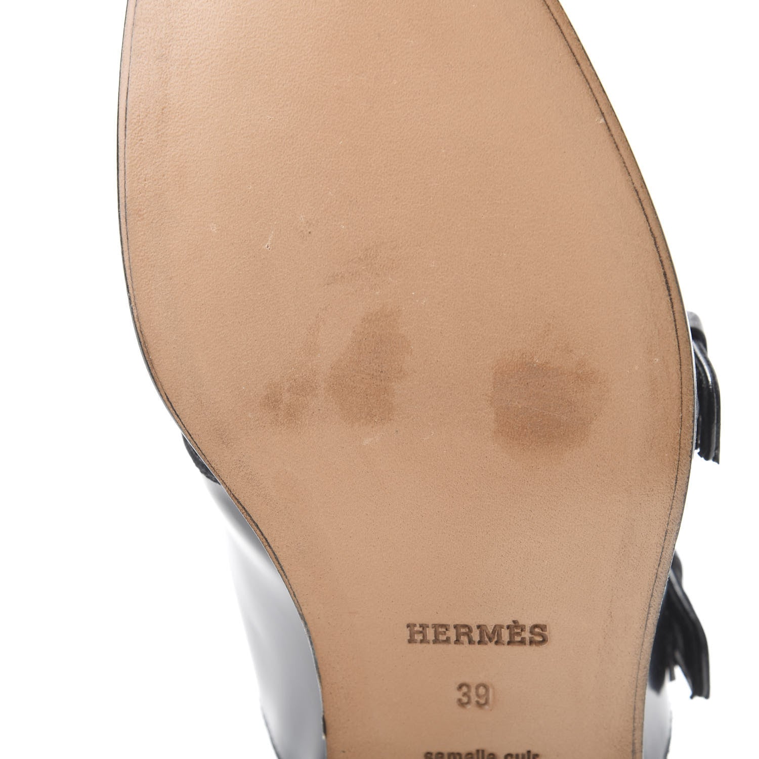 Hermes Tuscan Calfskin Womens Stanford Derby Loafers 39 Black 7 of 8