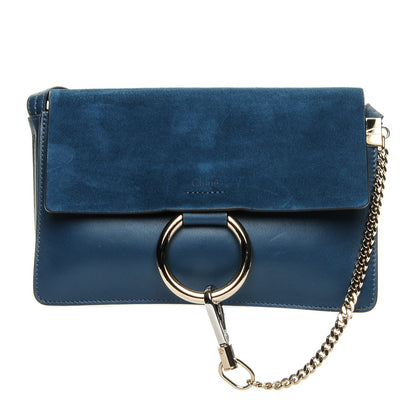 Chloe Suede Calfskin Small Faye Shoulder Bag Majolica Blue 1 of 6