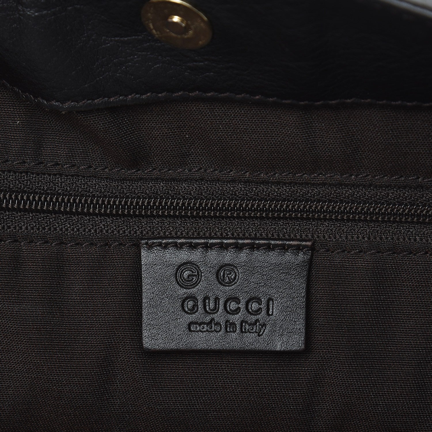 Gucci Calfskin Horsebit Embossed Medium Babouska Shopping Tote Dark Brown 6 of 14