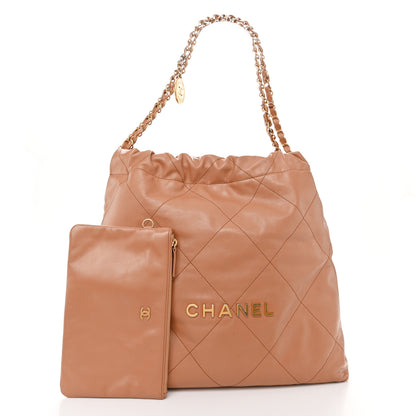 Chanel Shiny Calfskin Quilted Chanel 22 Camel 3 of 13