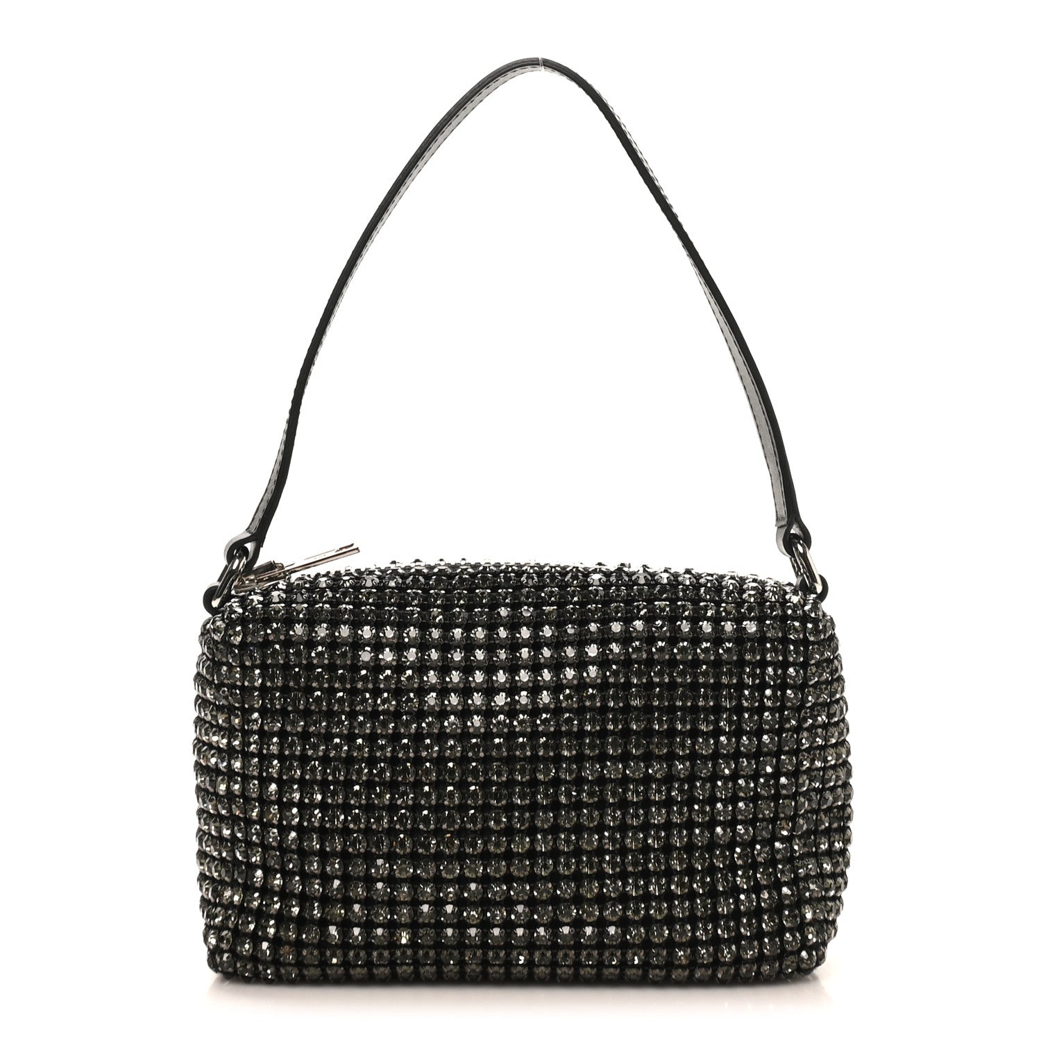 Alexander Wang Mesh Crystal Rhinestone Medium Heiress Pouch Black Silver 1 of 10