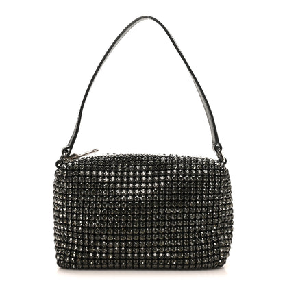 Alexander Wang Mesh Crystal Rhinestone Medium Heiress Pouch Black Silver 1 of 10