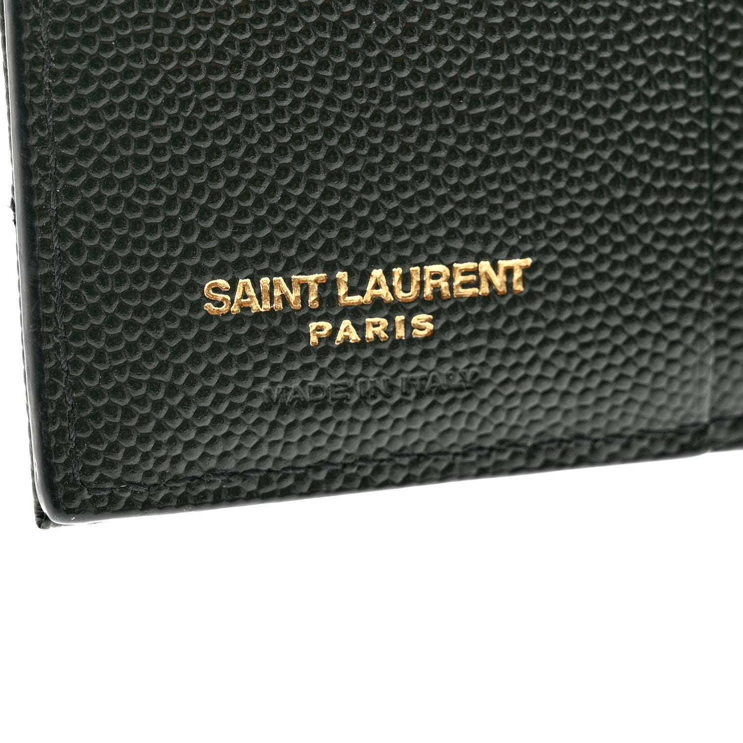 Saint Laurent Grain De Poudre Matelasse Chevron Monogram Zipped Card Case Green 6 of 9