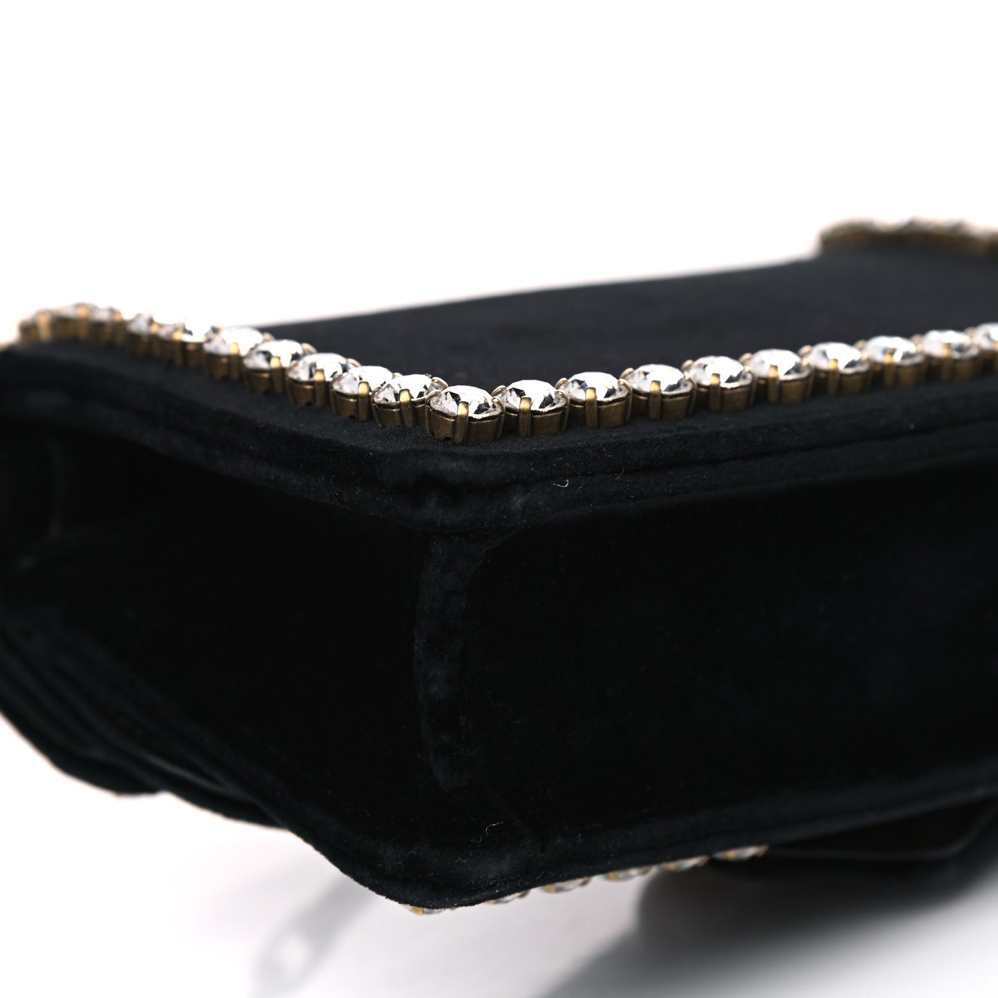 Velvet Crystal Mini Bee Broadway Shoulder Bag Black