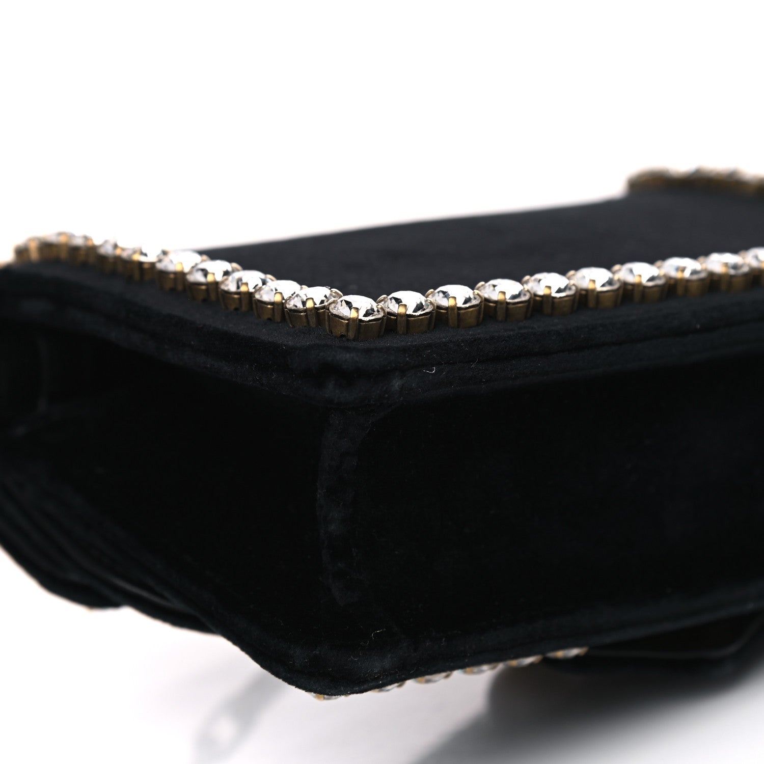 Gucci Velvet Crystal Mini Bee Broadway Shoulder Bag Black 9 of 10