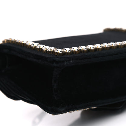 Gucci Velvet Crystal Mini Bee Broadway Shoulder Bag Black 9 of 10