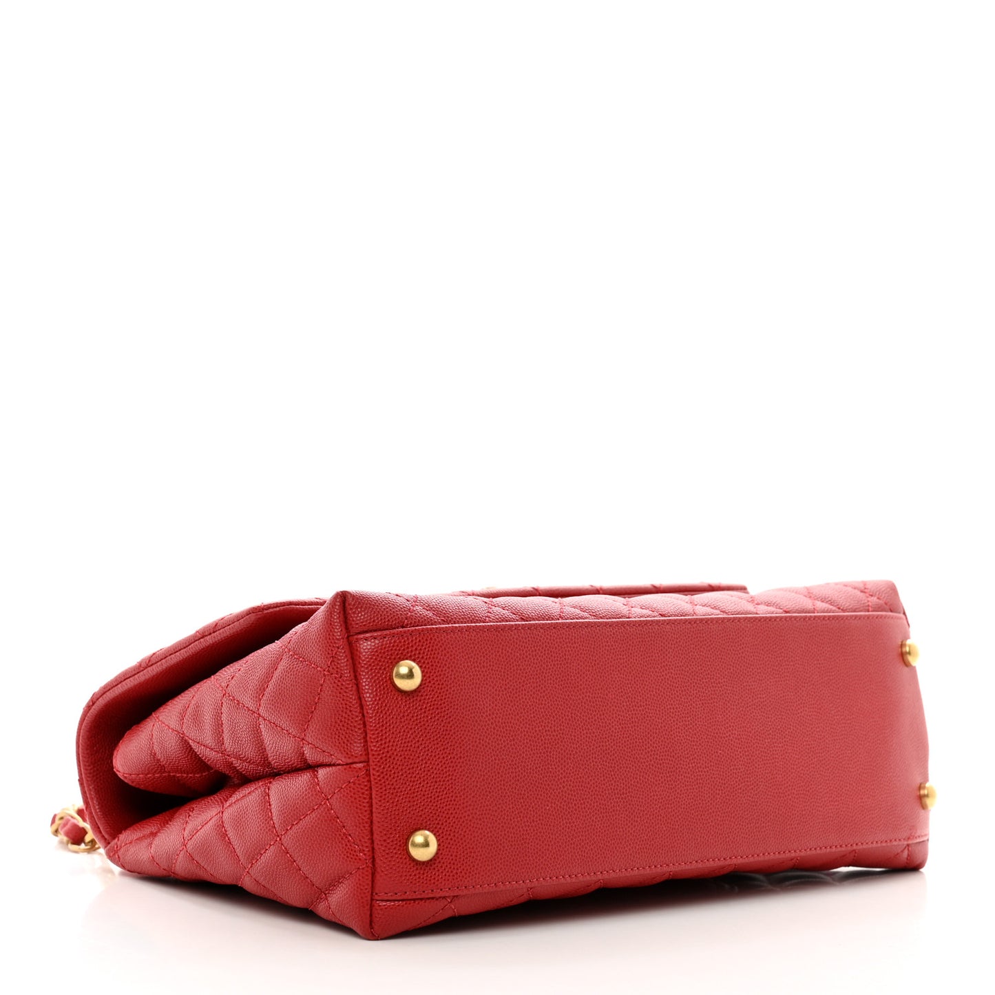 Caviar Quilted Small Coco Handle Flap Red